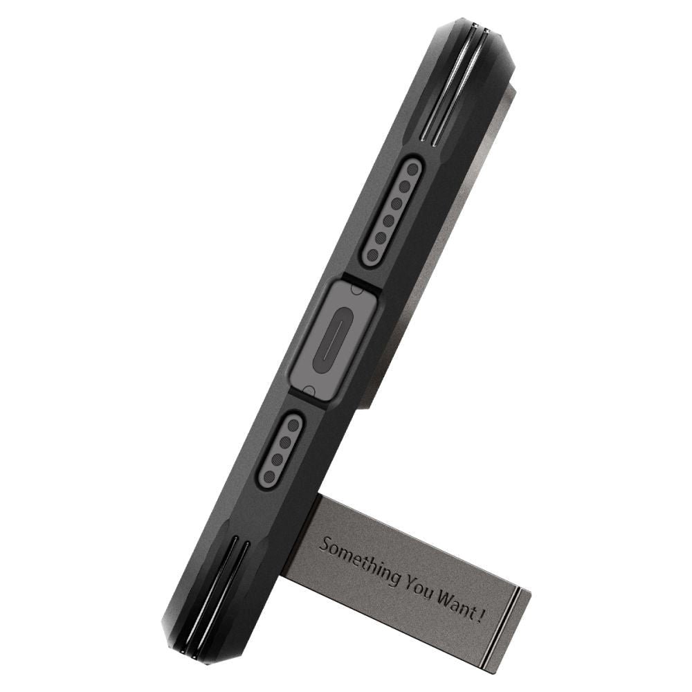 iPhone 15 Pro Spigen Tough Armor Case w. Kickstand  - MagSafe Compatible - Gun Metal