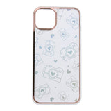 iPhone 14 Plus Hybrid Plastic Case w. Holographic Print - Camera Motif - Transparent