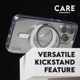 CARE by PanzerGlass iPhone 16 Pro Feature Kickstand Case - MagSafe Compatible - Transparent / Silver