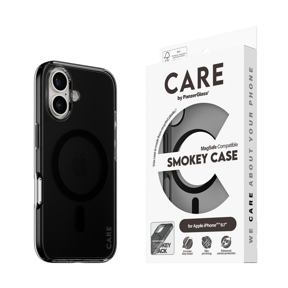 CARE by PanzerGlass iPhone 16 FLAGSHIP Urban Combat Case - MagSafe Compatible - Smokey / Black