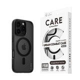 CARE by PanzerGlass iPhone 16 Pro FLAGSHIP Urban Combat Case - MagSafe Compatible - Transparent / Black Frame