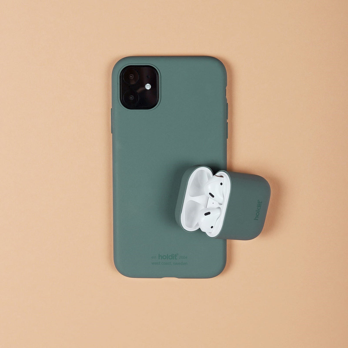 Holdit Nygård Silicone Case For AirPods (1st & 2nd gen.) - Moss Green