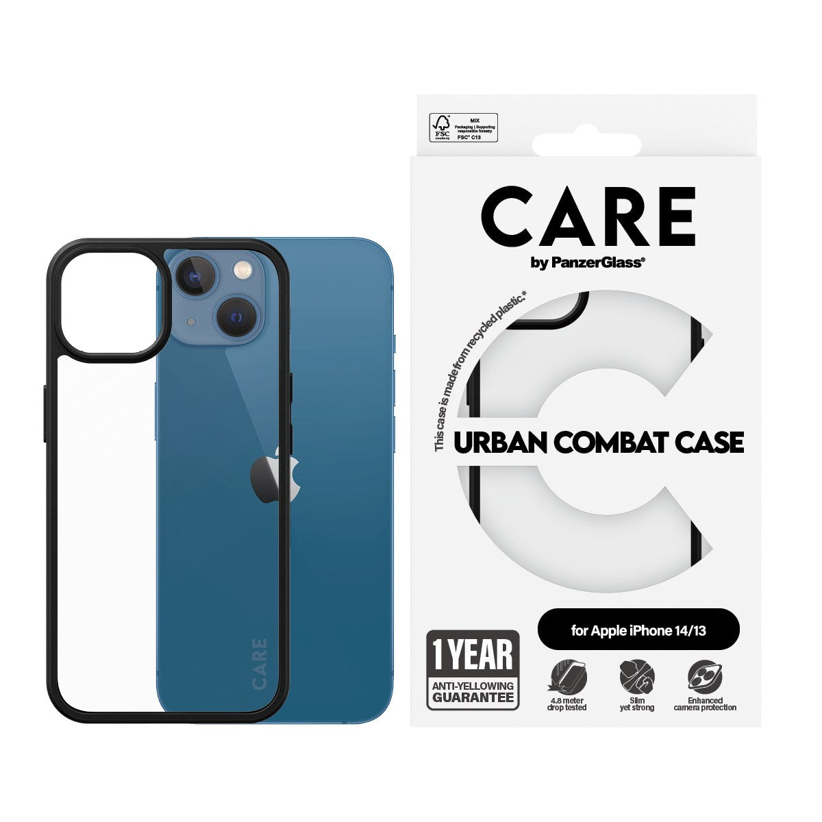 CARE by PanzerGlass iPhone 14 / 13 FLAGSHIP Urban Combat Case - Transparent