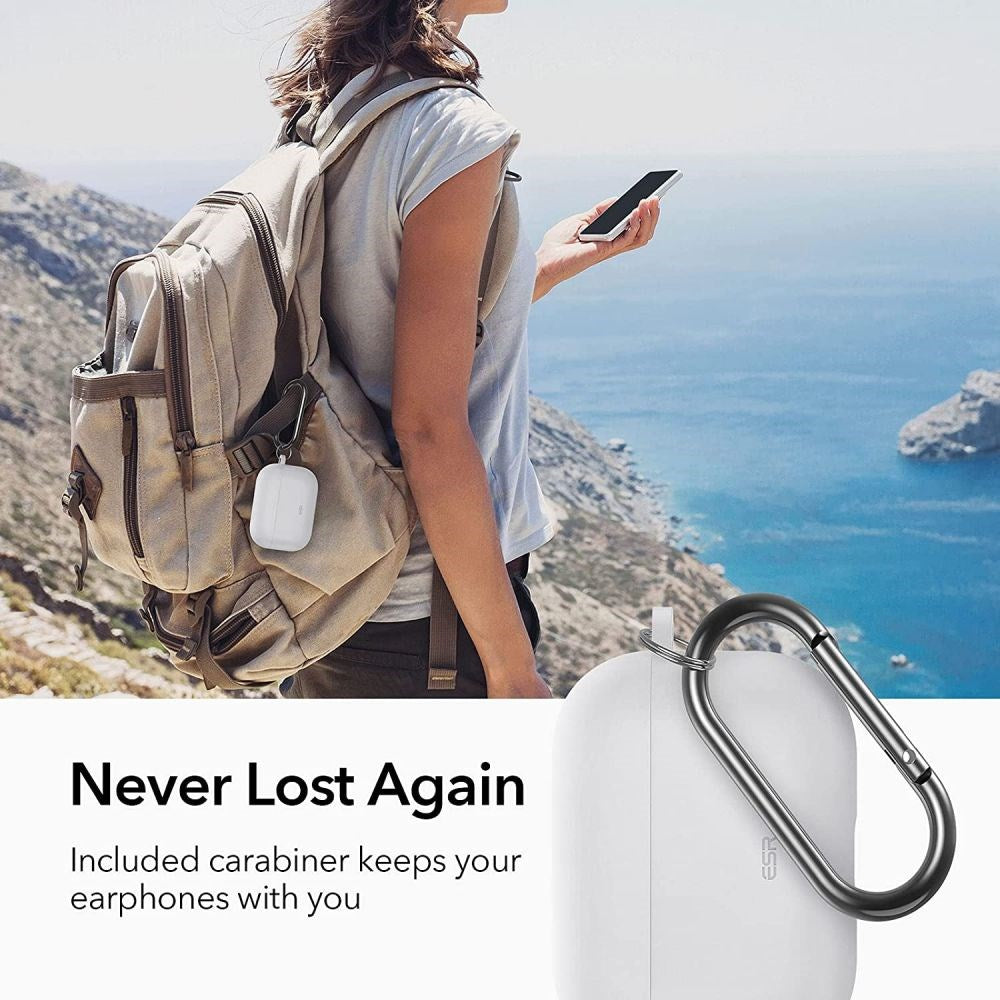 ESR Bounce Apple Airpods (3rd gen.) Silicone Case w. Carabiner - White