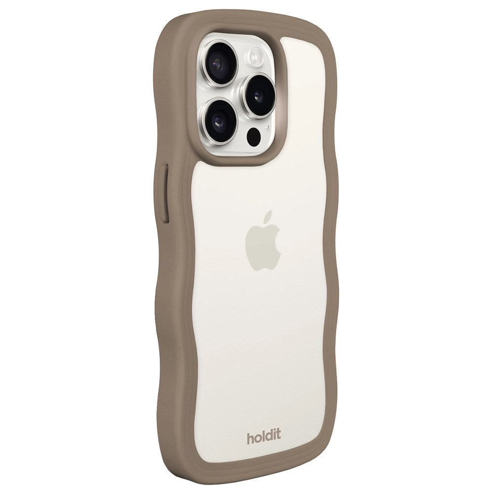 Holdit iPhone 15 Pro Max Wavy Case - Mocha Brown / Transparent