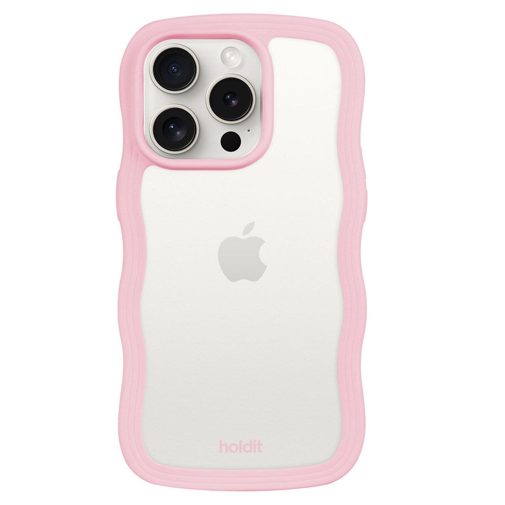 Holdit iPhone 15 Pro Max Wavy Case - Pink / Transparent