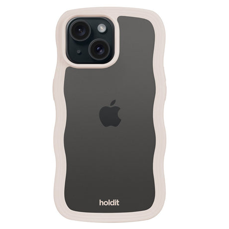 Holdit iPhone 15 / 14 / 13 Wavy Case - Light Beige / Transparent