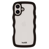 Holdit iPhone 16 Wavy Case - Black / Transparent