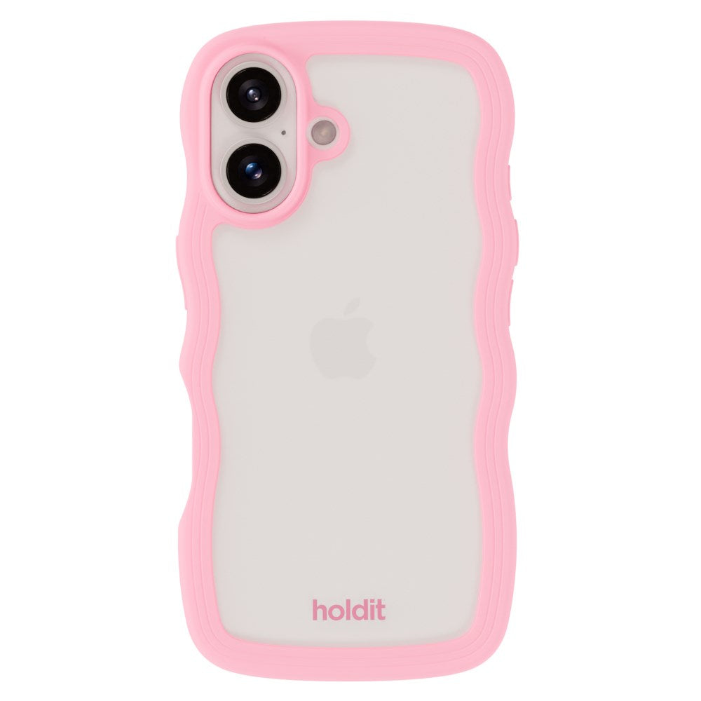 Holdit iPhone 16 Plus Wavy Case - Plus Pink/Transparent