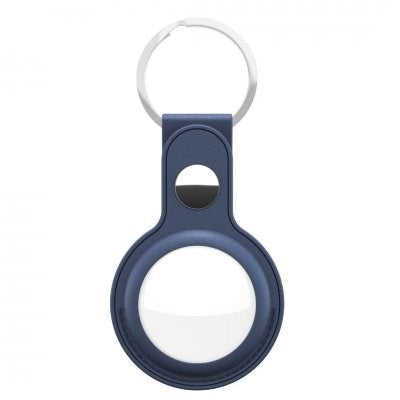 KeyBudz AirTag Keychain - Snap Ring - 2 Pack - Leather - Blue