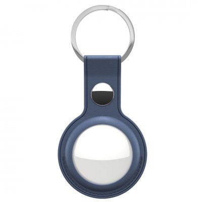 KeyBudz AirTag Keychain - Snap Ring - 2 Pack - Leather - Blue