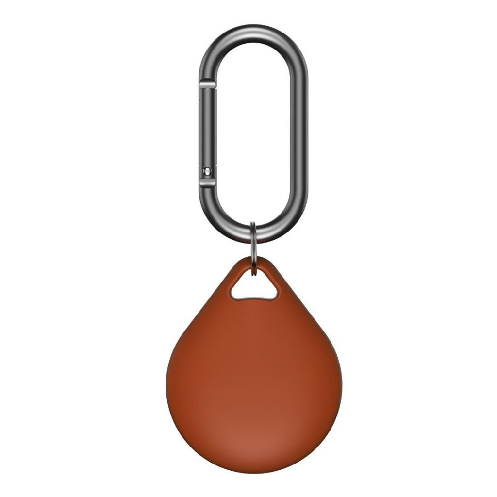 KeyBudz AirTag Silicone Keychain w. Carabiner - Secure Dock - 2 Pack - Brown