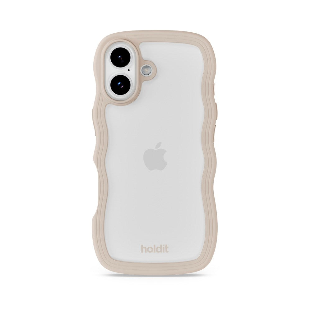 Holdit iPhone 17 Wavy Case - Light Beige / Transparent