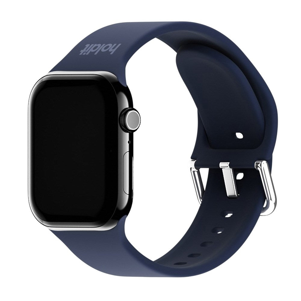 Apple Watch (38/40/SE/41/42mm) Holdit Silicone Watch Strap with Metal Buckle - Navy Blue