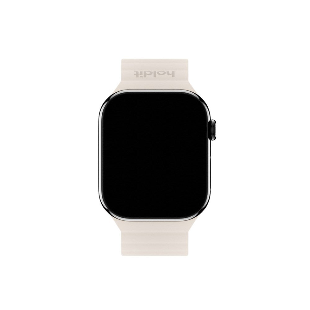Apple Watch (42/44/SE/45/46/49mm) Holdit Silicone Magnet Watch Strap - Light Beige / Beige