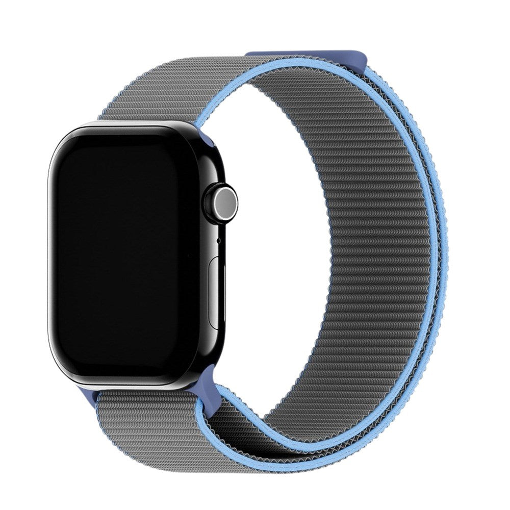 Apple Watch (38/40/SE/41/42mm) Holdit Nylon Watch Strap with Velcro Closure - Grey / Blue