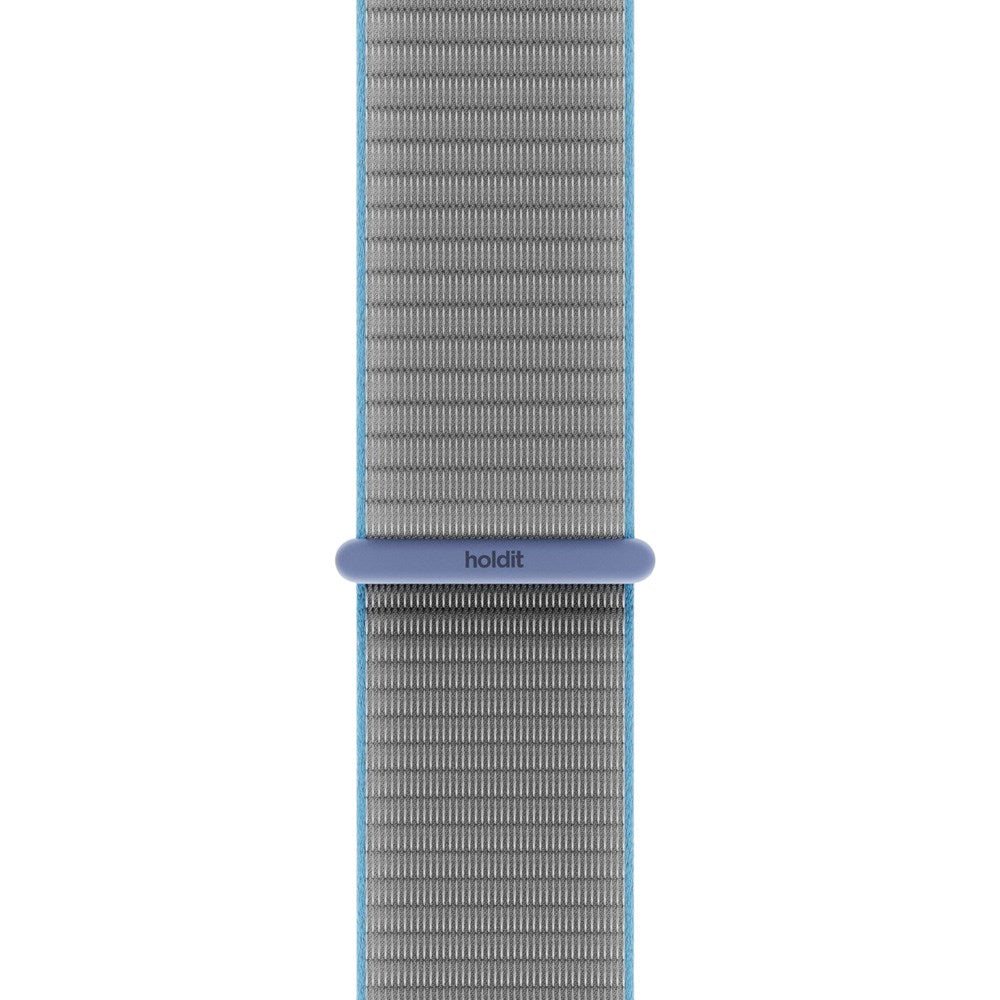 Apple Watch (38/40/SE/41/42mm) Holdit Nylon Watch Strap with Velcro Closure - Grey / Blue