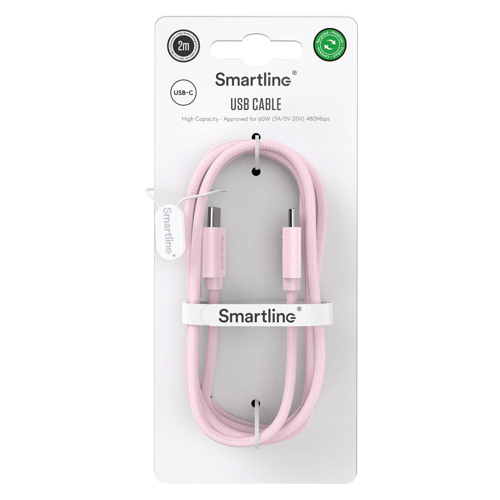 Smartline (60W) USB-C to USB-C Braidy Cable 2m - Pink