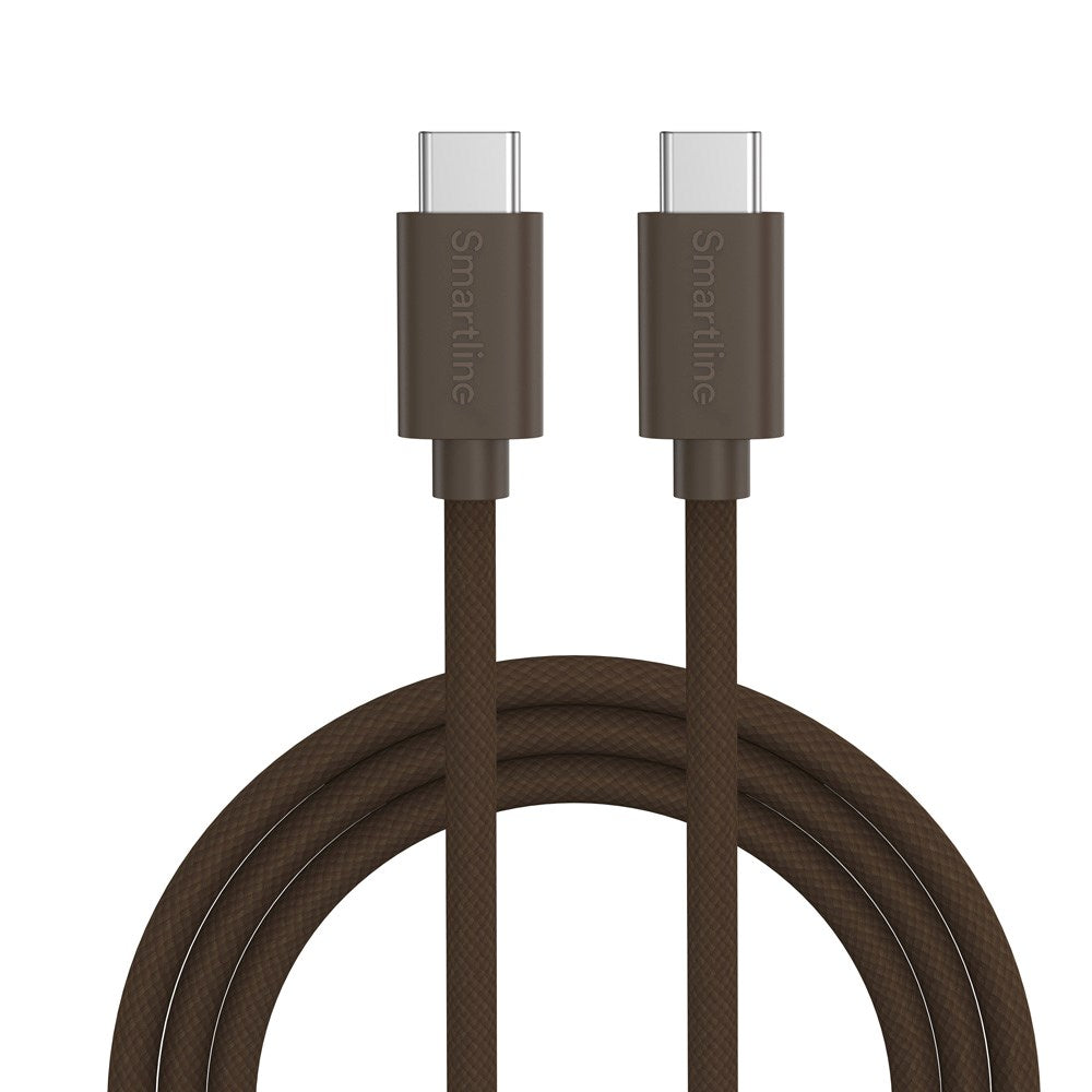 Smartline (60W) USB-C to USB-C Braidy Cable 2m - Dark Brown