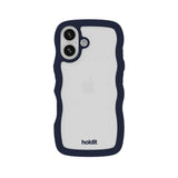 Holdit iPhone 16 Wavy Case - Midnight Blue / Transparent