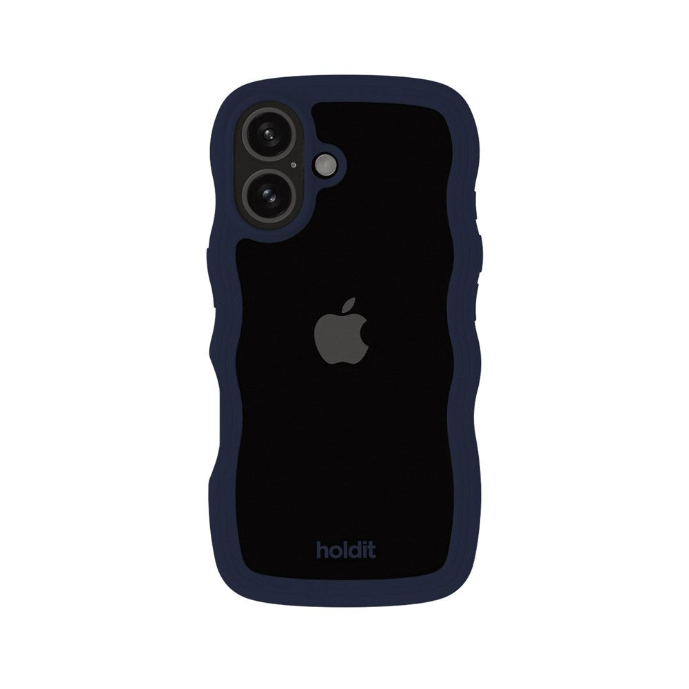 Holdit iPhone 16 Wavy Case - Midnight Blue / Transparent