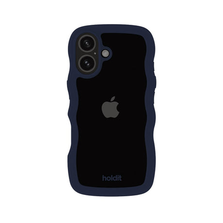 Holdit iPhone 16 Wavy Case - Midnight Blue / Transparent