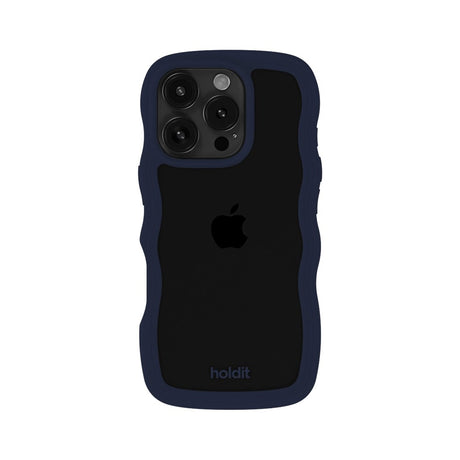 Holdit iPhone 16 Pro Wavy Case - Midnight Blue / Transparent