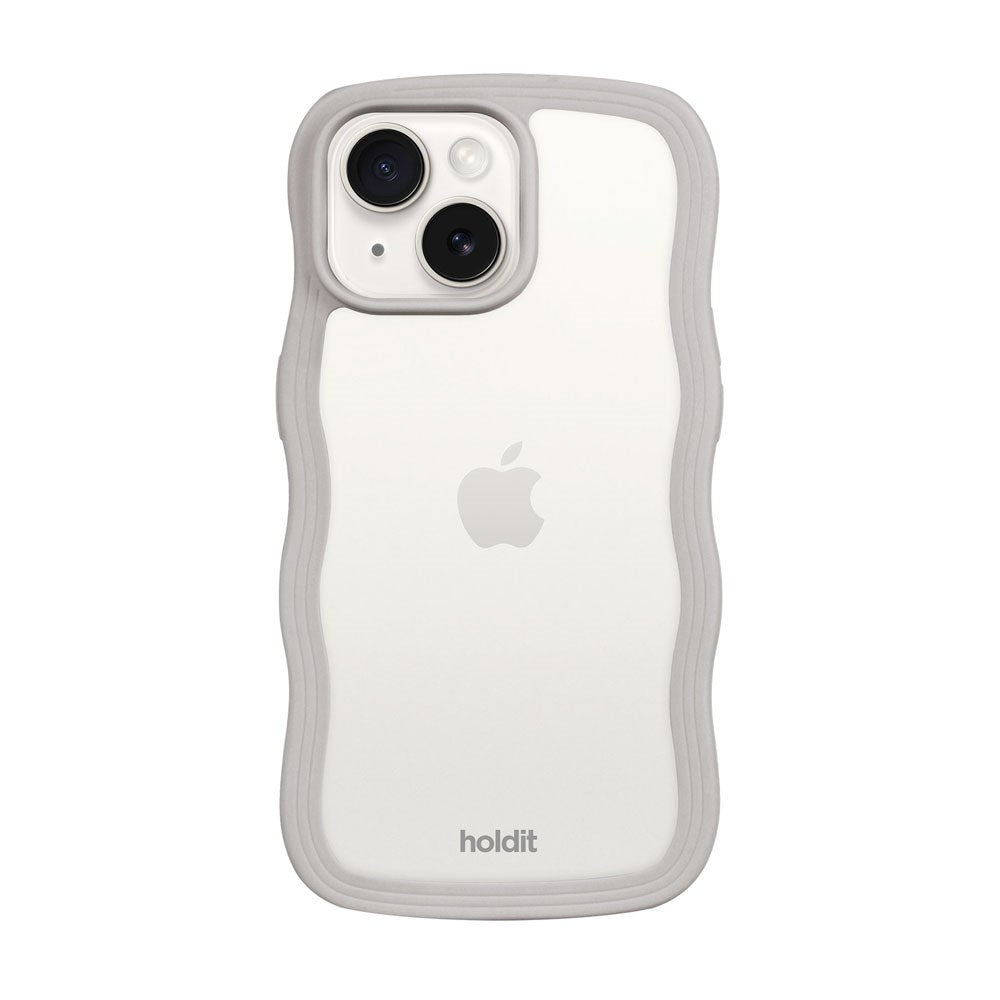 iPhone 16e / 15 / 14 / 13 Holdit Wavy Case - Wool Grey / Transparent