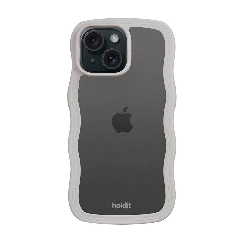 iPhone 16e / 15 / 14 / 13 Holdit Wavy Case - Wool Grey / Transparent