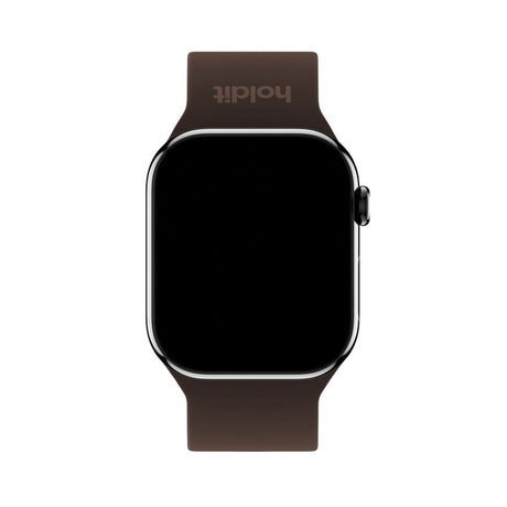 Apple Watch (42/44/SE/45/46/49mm) Holdit Silicone Watch Strap with Metal Buckle - Chocolate