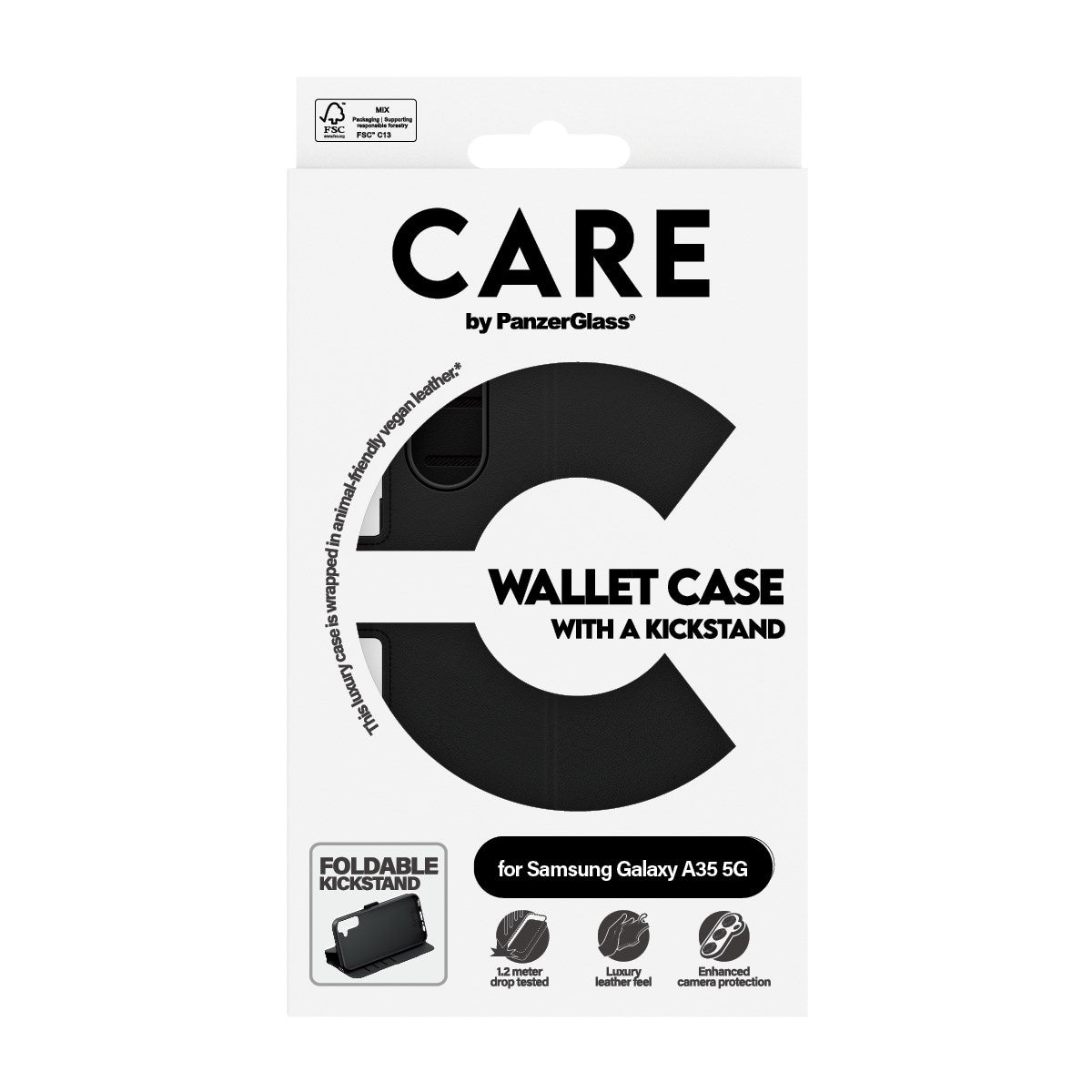 CARE by PanzerGlass Samsung Galaxy A35 (5G) Feature Wallet Case with Kickstand - Black