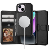 iPhone 15 Tech-Protect Wallet Case w. Magnet - MagSafe Compatible - Black