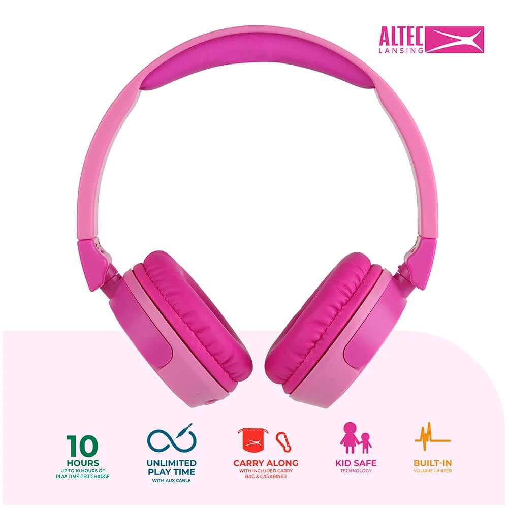 Altec Lansing 2-in-1 Headset for Kids with / without Cable - On-Ear Design - Pink