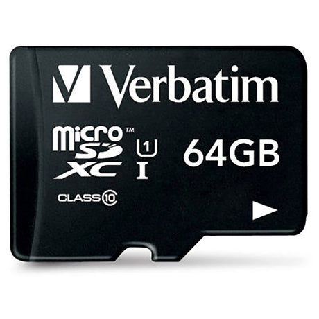 Verbatim Premium microSDHC Class 10 Memory Card w. 64GB & Camera Adaptor