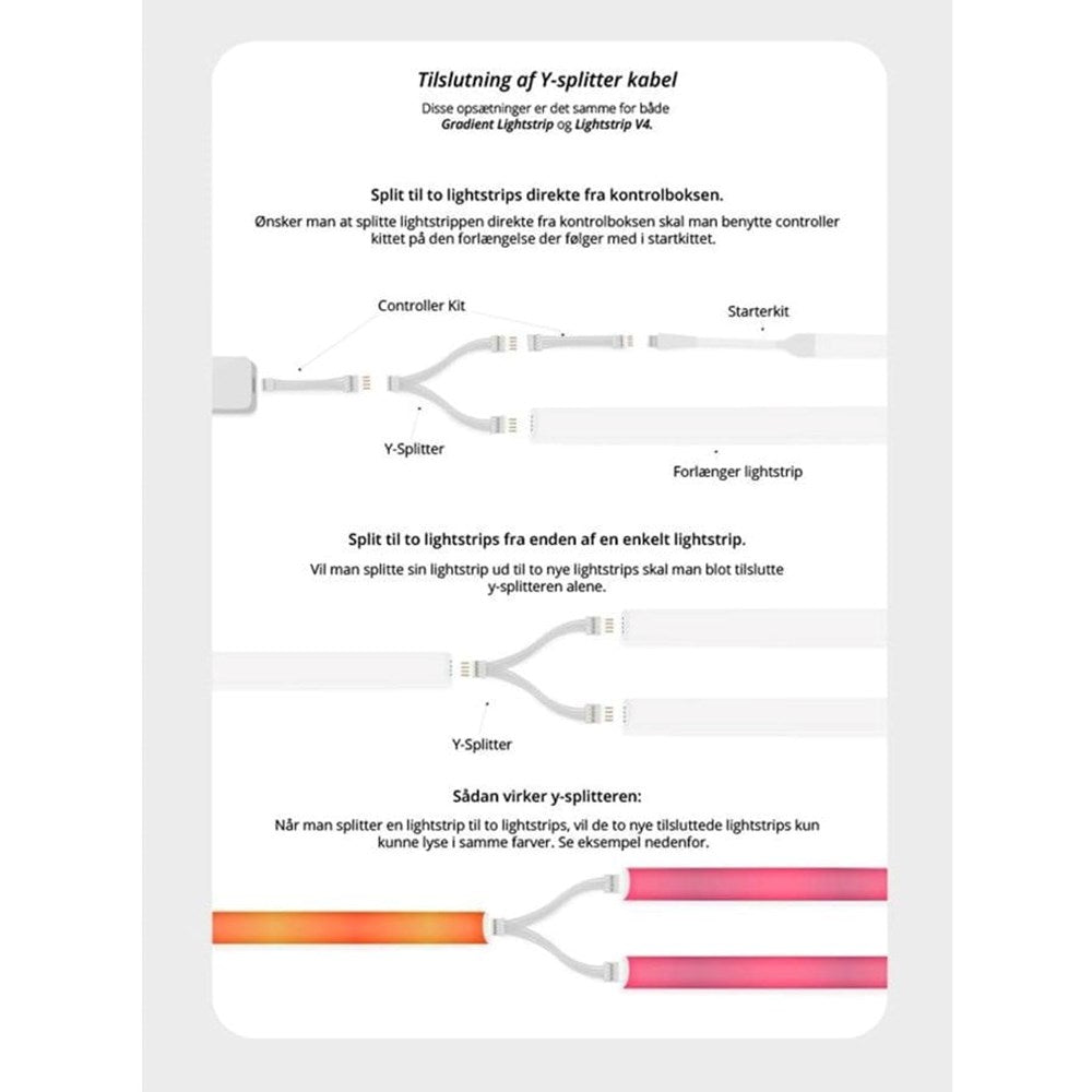 Light Solutions - Philips Hue LightStrip V4 Y-Splitter Cable - White