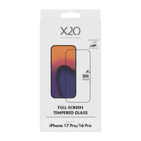 iPhone 18 Pro / 17 Pro / 16 Pro X2O Full Screen Tempered Glass Screen Protector - Transparent / Black Edge