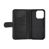 iPhone 16 Pro Essentials Faux Leather Flip Case with Card Holder & Stand Function - Black