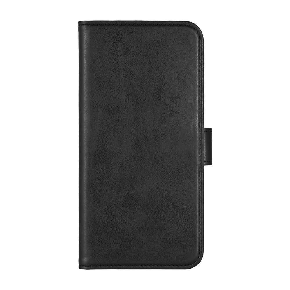 iPhone 16 Pro Max Essentials Faux Leather Flip Case with Card Holder & Stand Function - Black