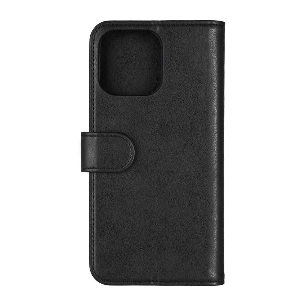 iPhone 16 Pro Max Essentials Faux Leather Flip Case with Card Holder & Stand Function - Black