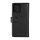 iPhone 16 Pro Max Essentials Faux Leather Flip Case with Card Holder & Stand Function - Black