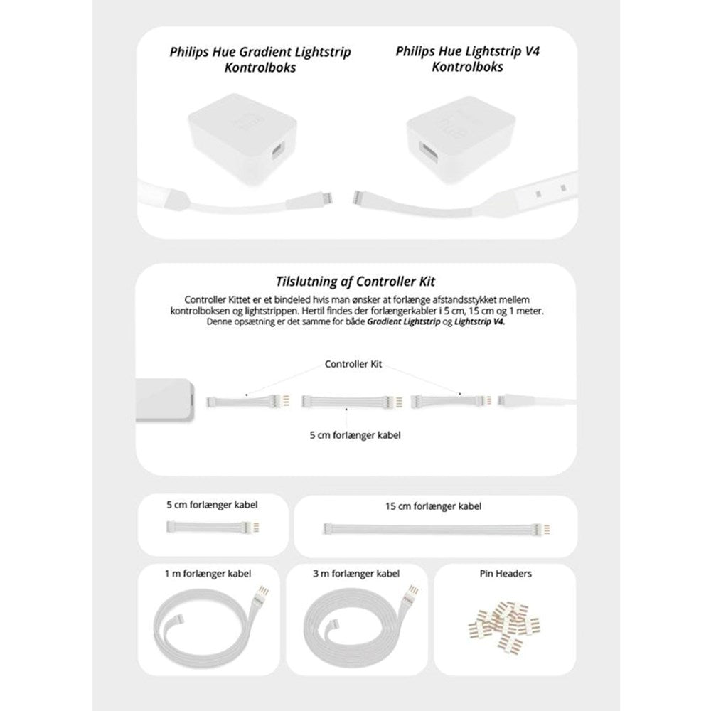 Light Solutions - Philips Hue Gradient LightStrip Cable - 15cm - 4 pcs - White