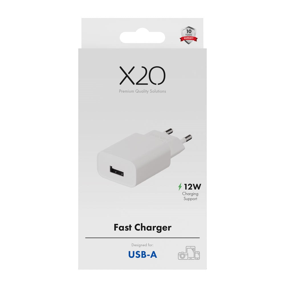 X2O 12W Wall Charger with 1x USB-A - White