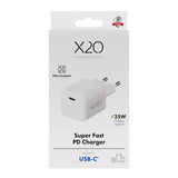X2O 25W Wall Charger with 1x USB-C - White