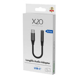 X2O Longlife USB-C to 3.5mm AUX Audio Adapter - 0.1m - Black