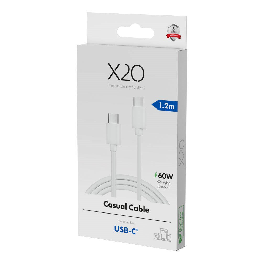 X2O Basic 60W USB-C to USB-C Cable - 1.2m - White