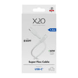 X2O Superflex 60W USB-C to USB-C Cable - 1.5m - White