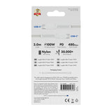 X2O Longlife 100W USB-C to USB-C Cable - 3m - White