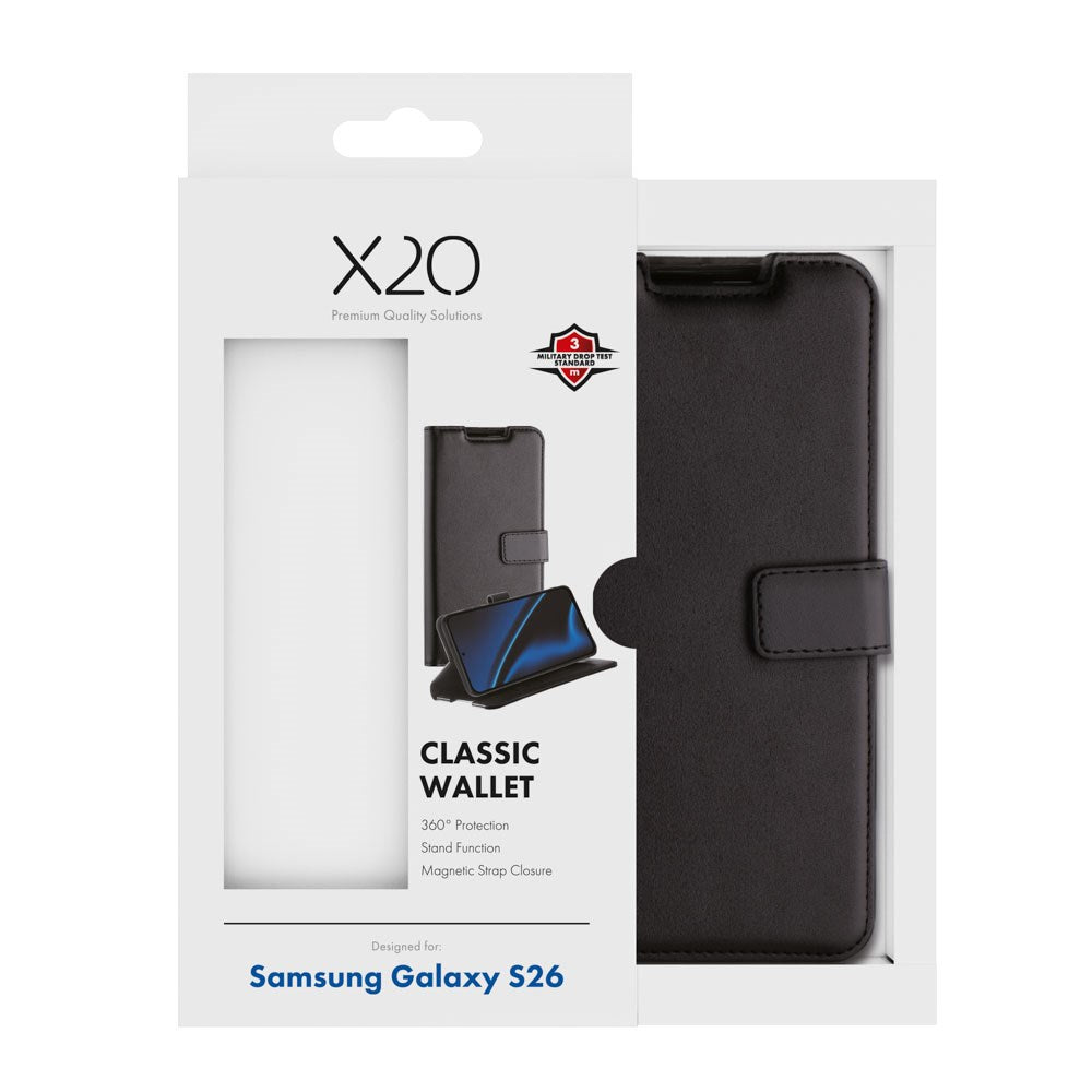 Samsung Galaxy S26 X2O Classic Wallet Flip Case - Black
