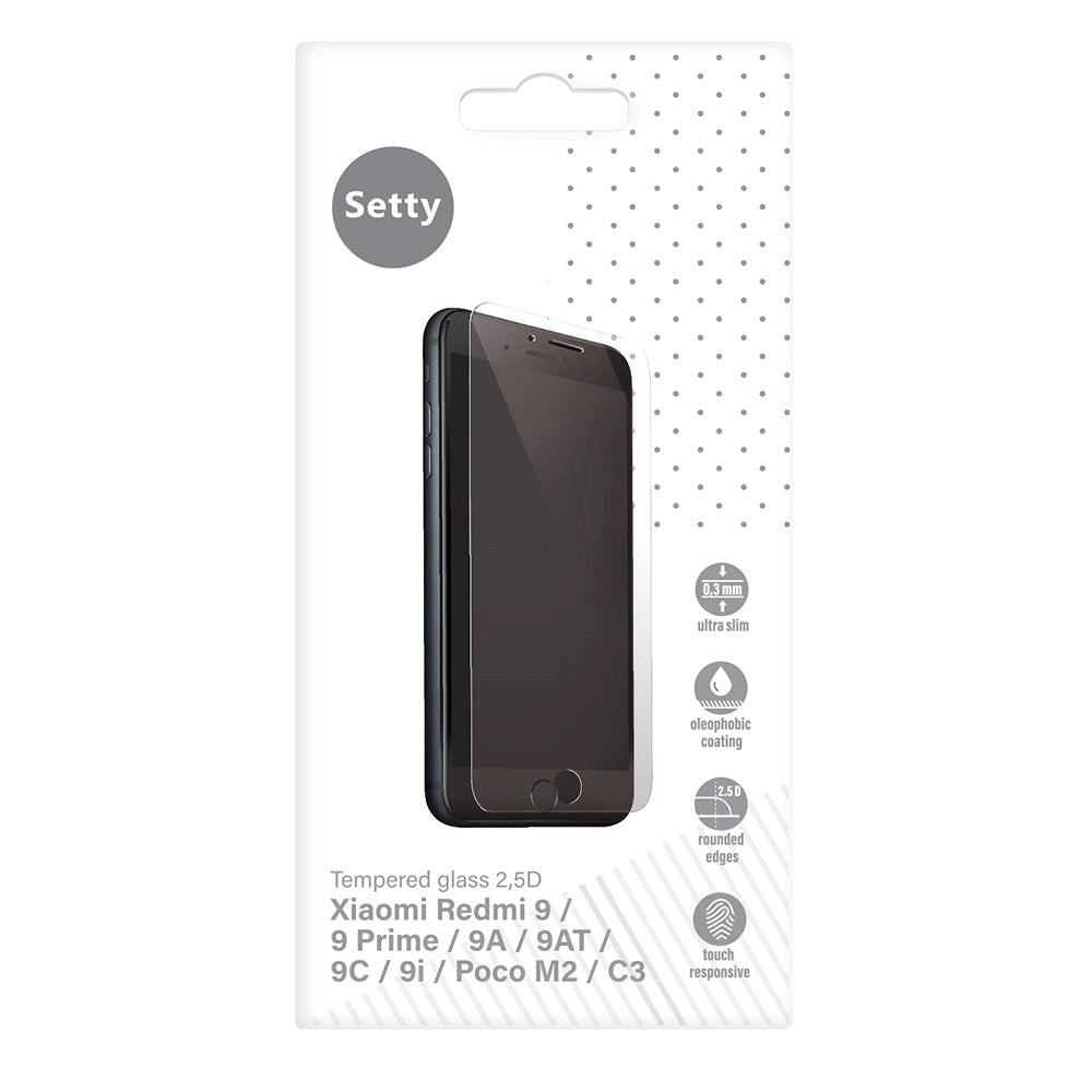 Xiaomi Redmi 9 / 9A / 9AT / 9C Setty Tempered Glass Screen Protector - Case Friendly  - Transparent