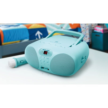 MUSE MD-203 KB Portable Karaoke Radio & CD Player for Kids w. Microphone - Light blue